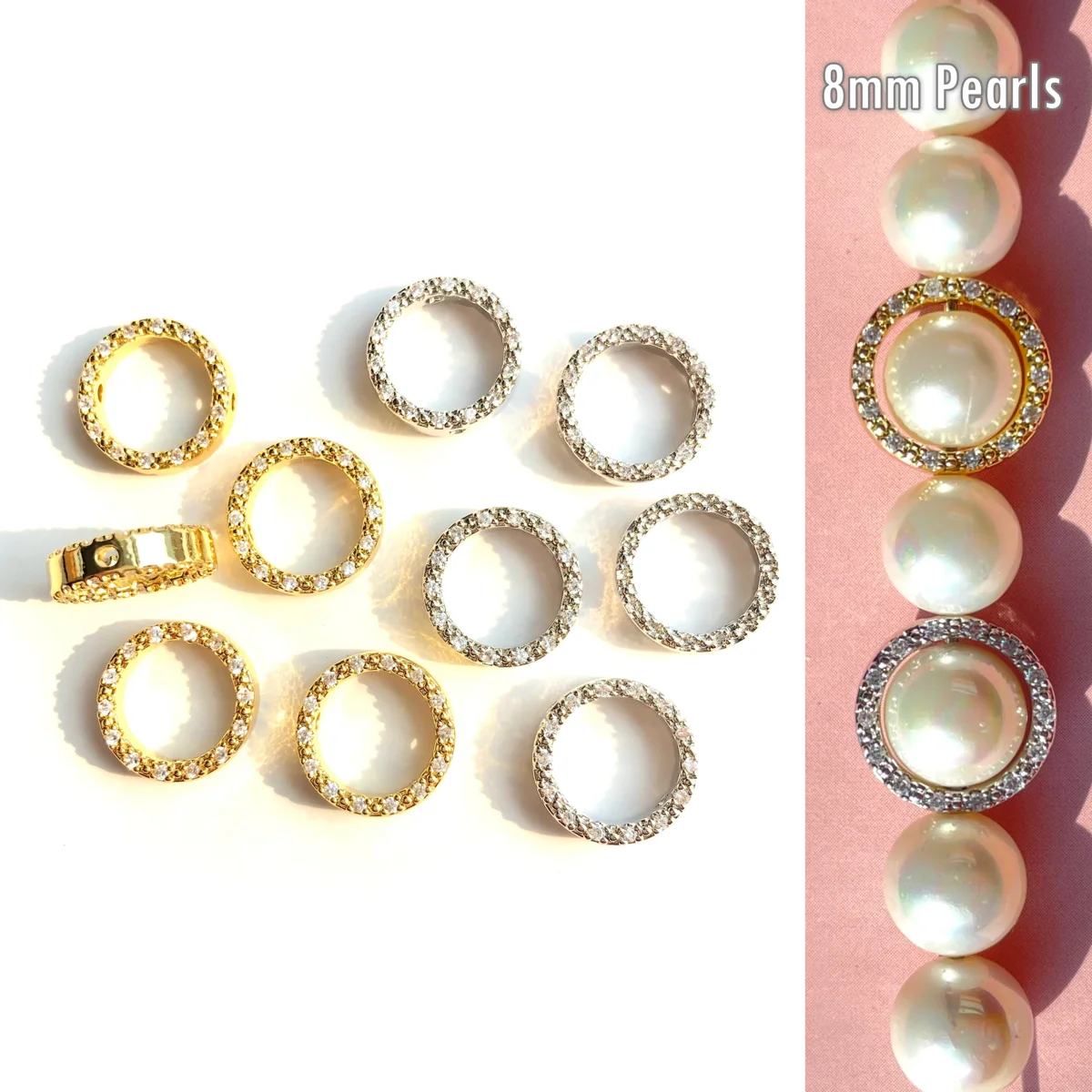 10pcs Zirconia Pave Big Hole Rondelle Wheel Spacers Beads for Women Bracelet Necklace Earring Jewelry Making Wholesale