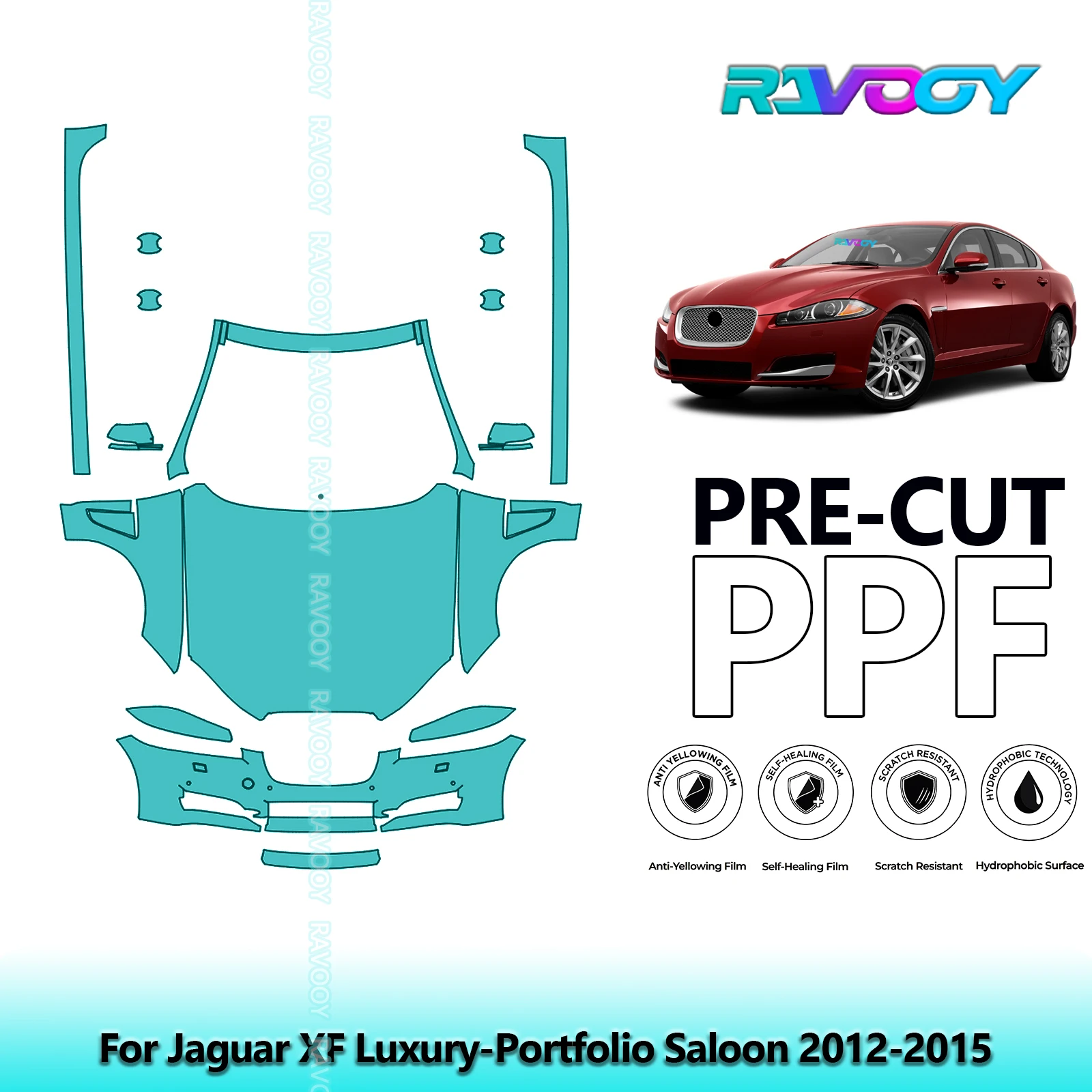 

8.5Mil Precut Paint Protection Film PPF Clear Bra Front Kit+Rockers For Jaguar XF Luxury-Portfolio Saloon 2012-2015