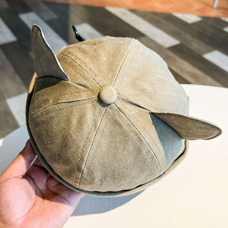 Simpatici cappelli da strada con orecchie di gatto per uomo e donna, cappelli da padrone di casa senza tesa personalizzati di marca alla moda, cappelli da pavimento lavati e invecchiati, cappelli Hip-hop alla moda