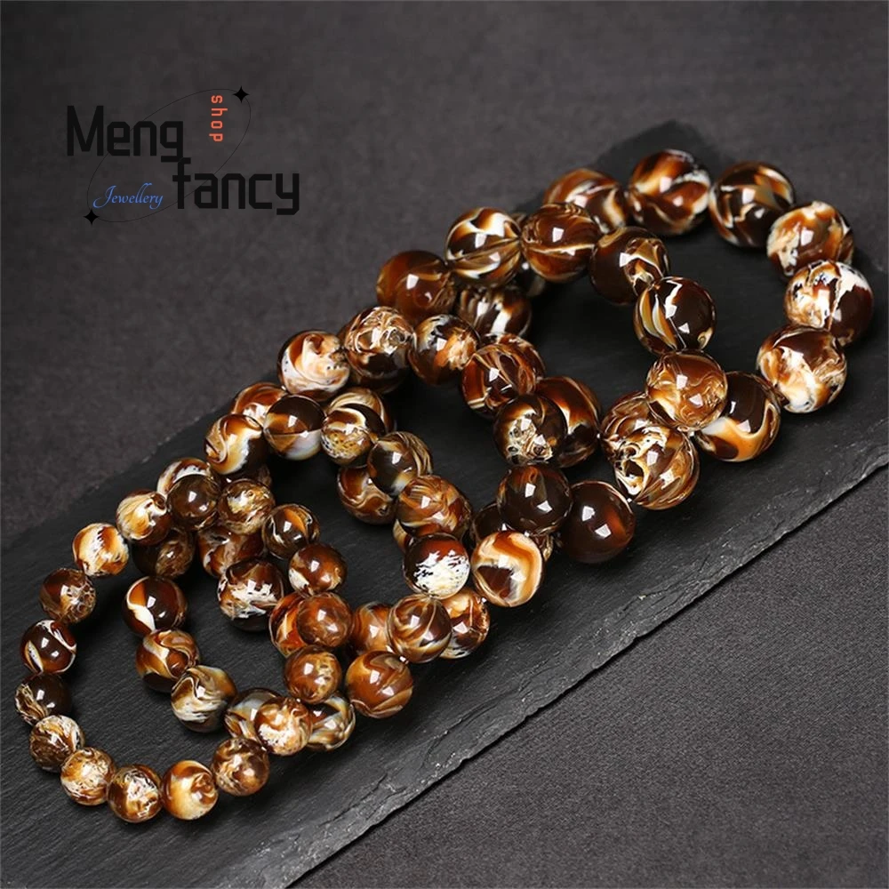 Myanmar Honey Raw Stone Beeswax Amber Demon Flower Porcelain White Ash Root tea Po Bracelet Exquisite High-grade Fashion Jewelry