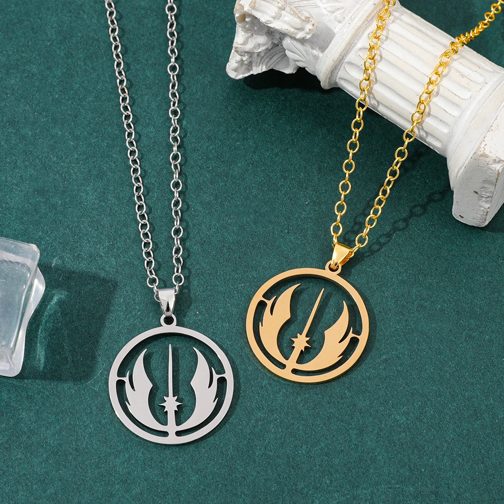 Jedi Order Logo Necklace Fashion Stainless Steel Hollowed-out Pendant Movie Theme Jewelry Accessory for Men And Women view 3