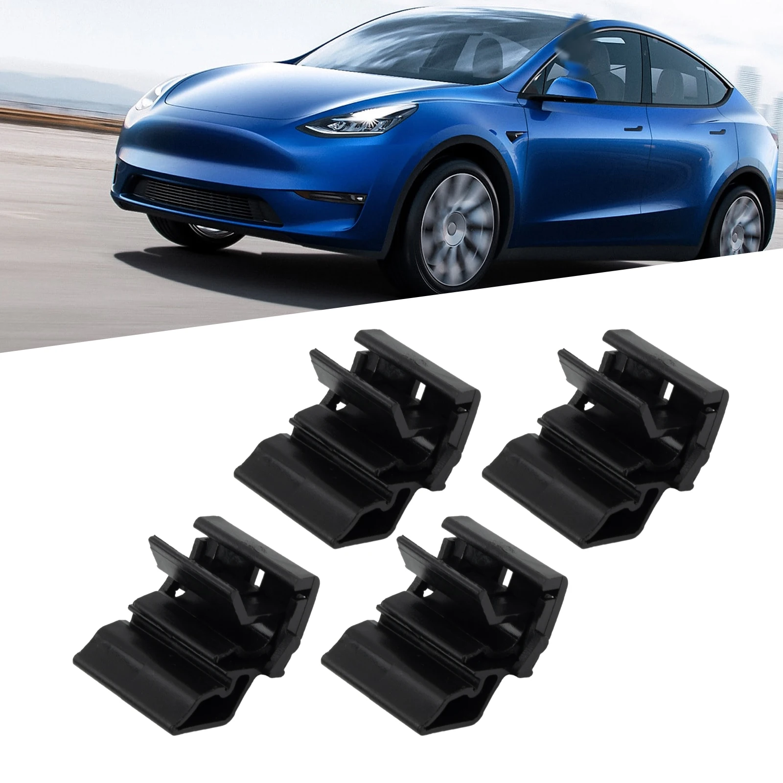 

4pcs For Tesla Model Y 2020-2021 Car Front Bumper Box Buckle Hood Trunk Clips- 1472872-00-B Black Car Case Clips Interior Parts