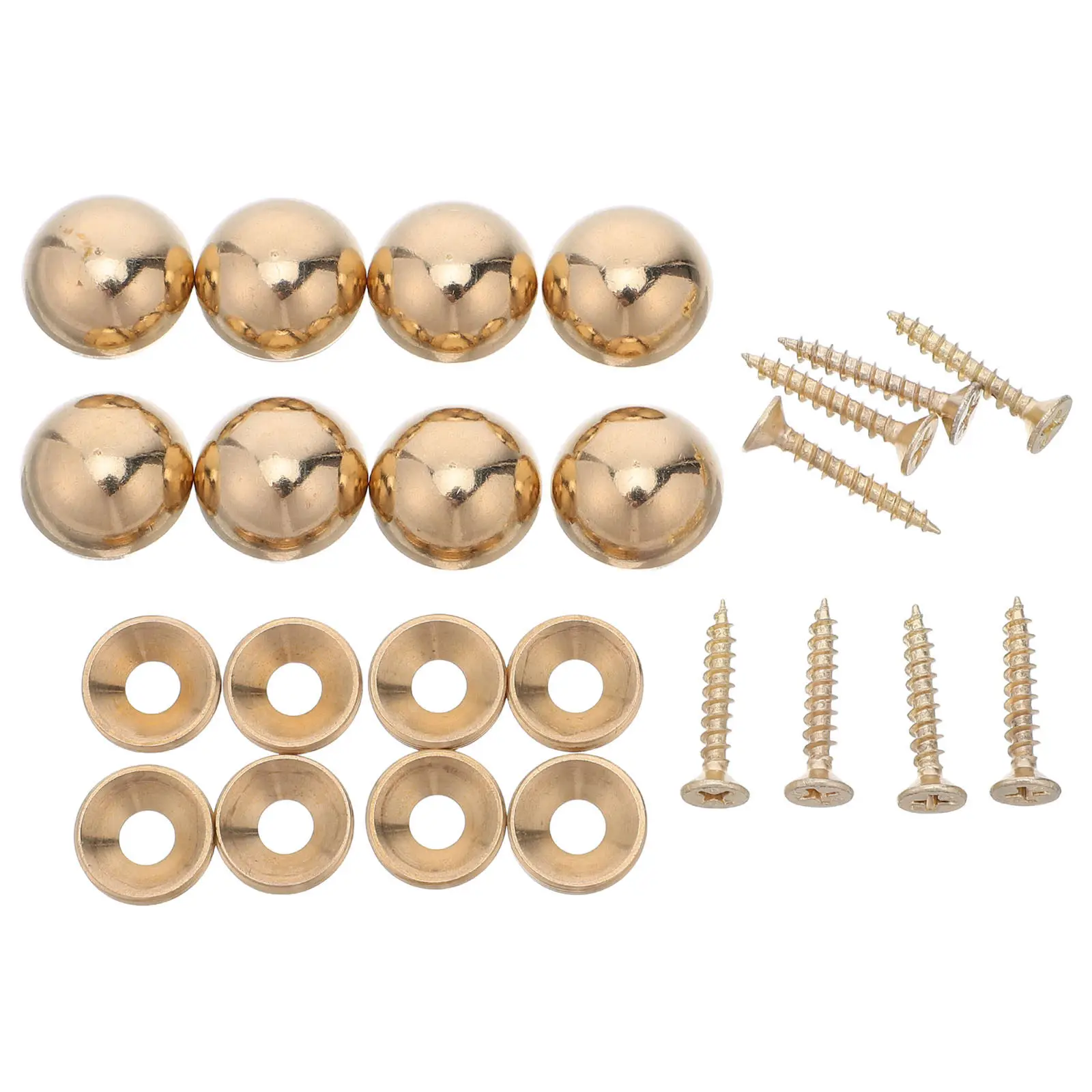 8Sets Elegant Thickened Brass Mirror Nail Decorative Cover Set M4 Self Tapping Screws for Furniture Fixing Wall Decor Mounting