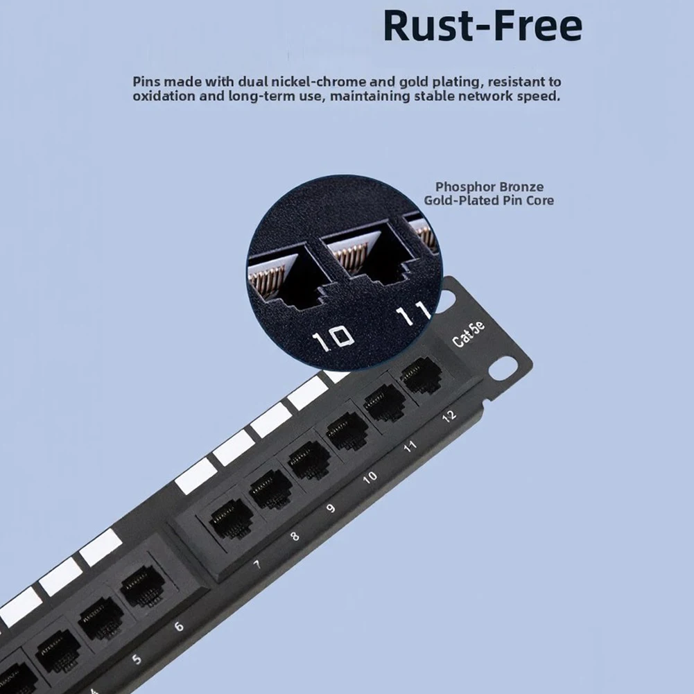 CAT5A CAT6 12 Port Wall Mounted Patch Panel for Termination and Distribution of Balanced Twisted Pair Cabling Systems