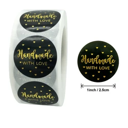 50pcs handmade with Love Stickers Baking label wedding sticker party label decoration envelope seal stationery black sticker