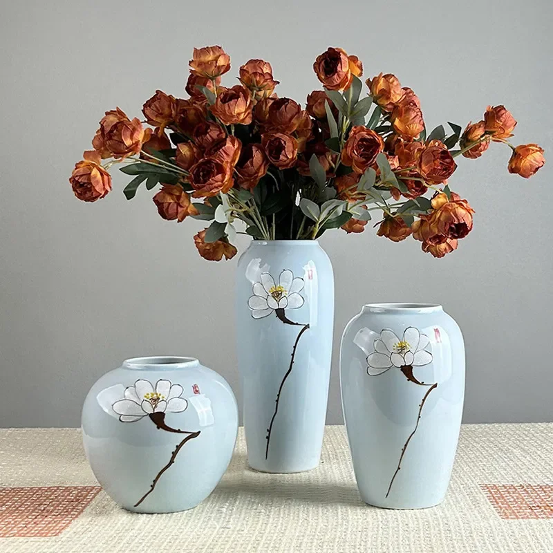 for Jingdezhen Ceramic Glaze Hand Painted Vase Ornament for Villa Living Room Dining Table Flower Arrangement Model Room
