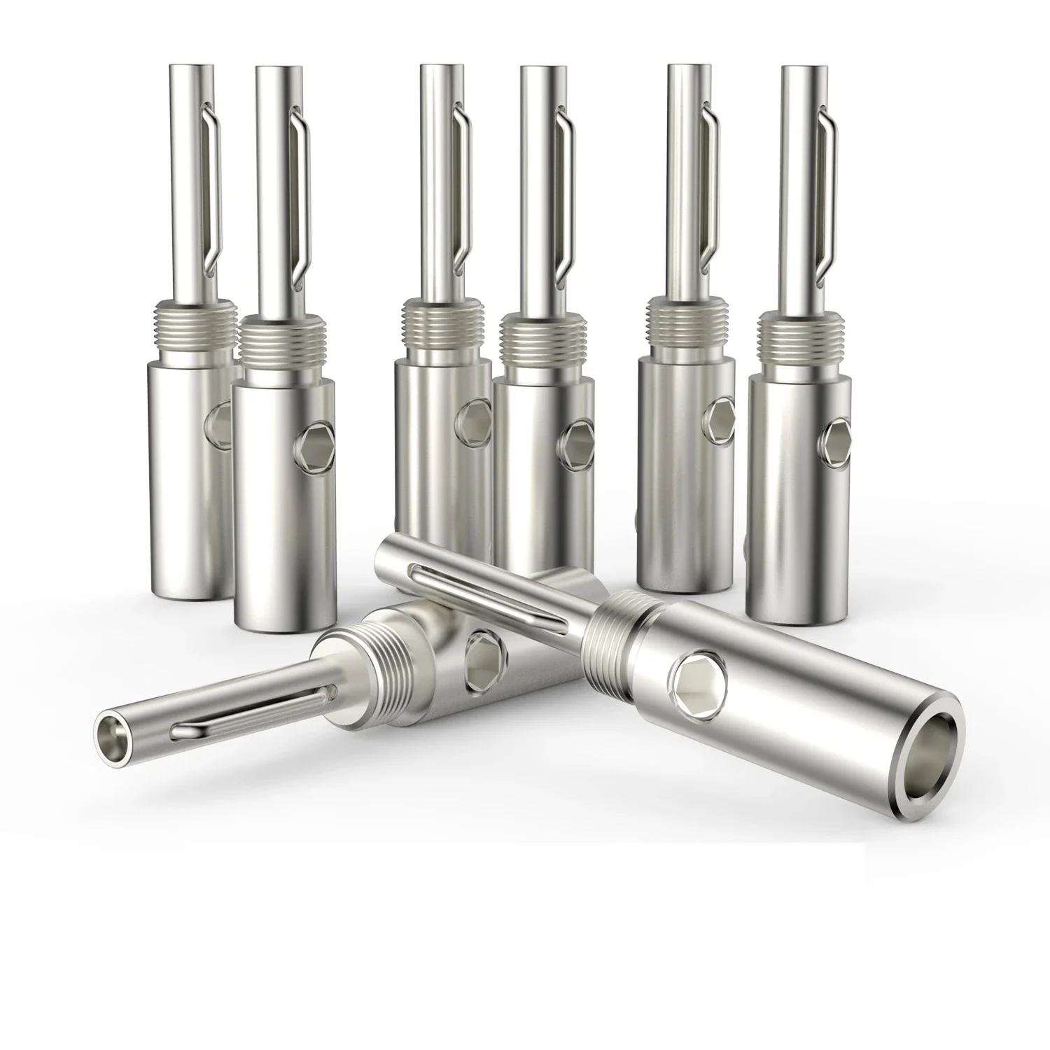 8Pcs Gold & Silver Plated Banana Plug Connectors, High Quality Speaker Cable Plug