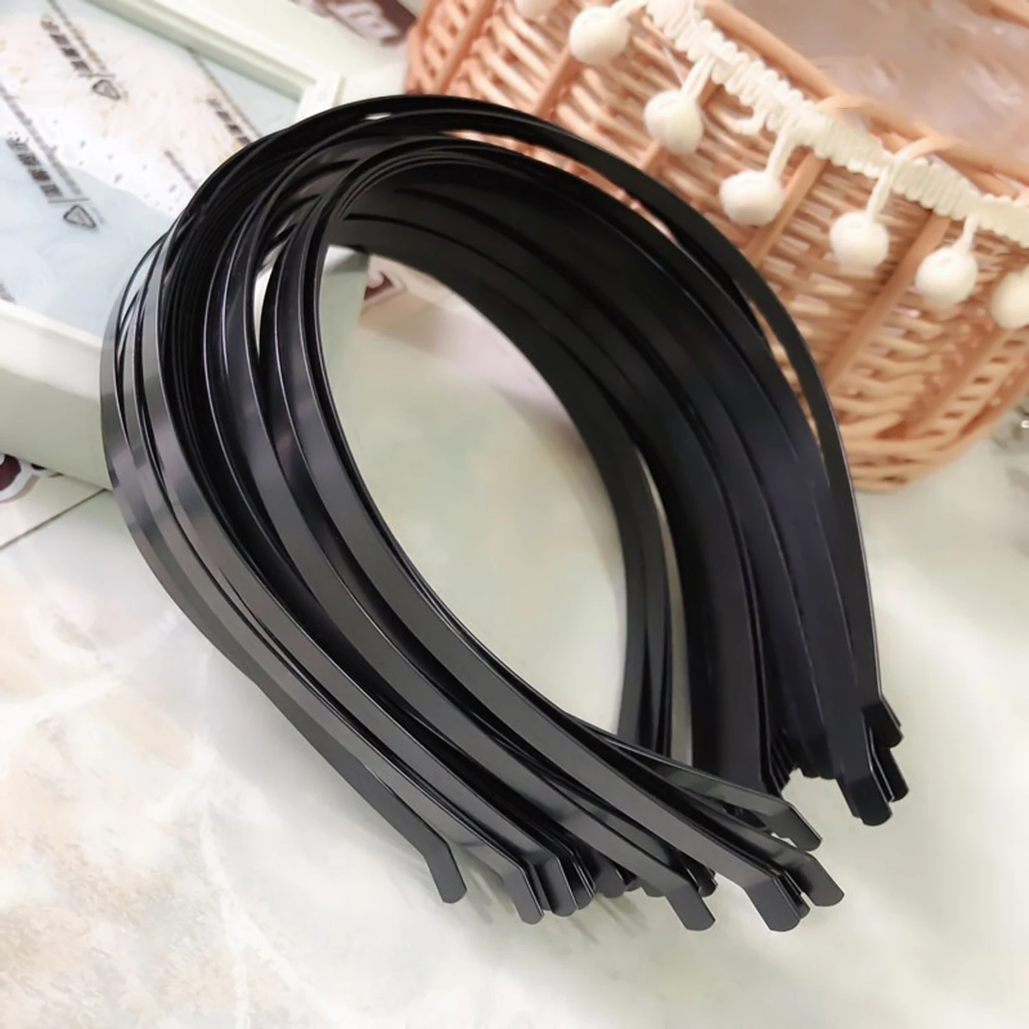 1PC Black Silver Color Metal Hair Bands For Girls 3/4/5/6/7mm Decorative Headband Wholesale DIY Craft Hair Hoop Hair Accessories