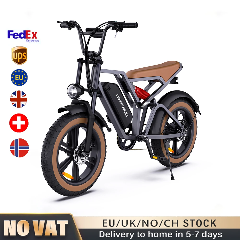 

HAPPYRUN Electric Bicycle 48V 1500W Motor 48V 18Ah 20*4.0" Fat Tire Retro EBike Replacement Battery 50km/h Maximum Speed