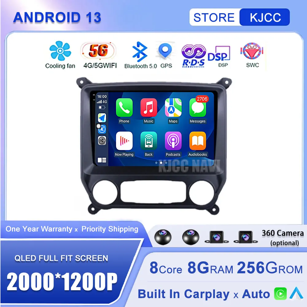 

Android 13 For Chevrolet Colorado 2014-2018 For Silverado GMC Sierra VIA Vtrux Truck 2014 - 2018 GPS Car Radio Stereo No DVD