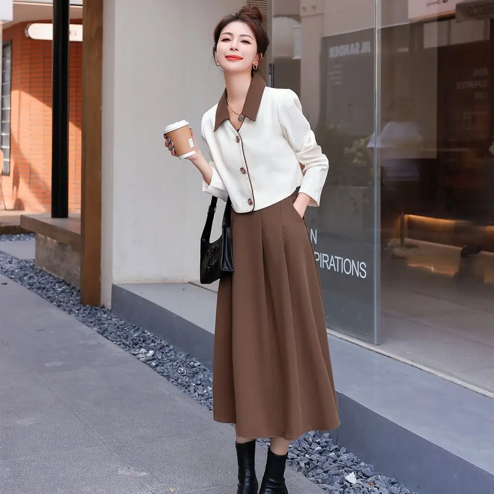 Temperament Slim Fit Jacket Blazer A-line Skirt Two Piece Elegant Women\'s Dress Set Summer Business Set Outfits