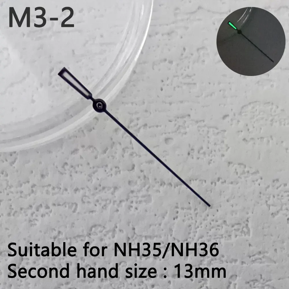 อะไหล่นาฬิกา13มม. เข็มเรืองแสงสีเขียวสำหรับ NH35/NH36ชิ้นส่วนอะไหล่นาฬิกาสำหรับการเคลื่อนไหว