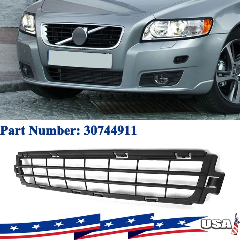 30744911 Front Bumper Lower Grille Grill Mesh For VOLVO S40 V50 S50 2007 2008 2009 2010 2012 Honeycomb Center Grille Insert