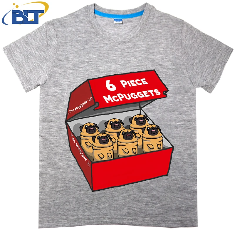 Camiseta con estampado de McPuggets para niños, tops informales de manga corta de algodón para verano, 6 piezas