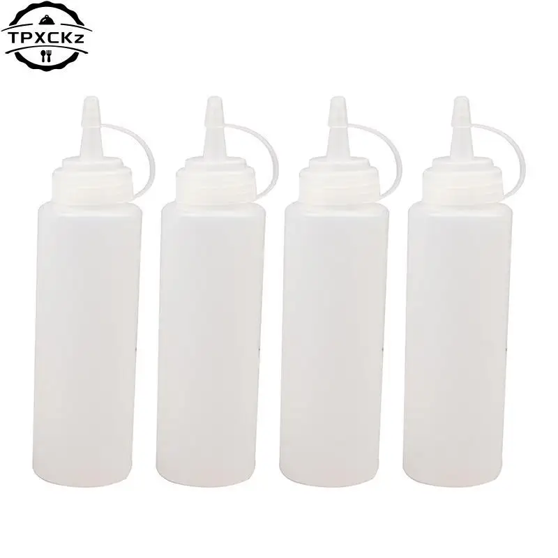 4Pcs Squeeze Squirt Condiment Bottles Salad Sauce Dispenser Ketchup Cruet 240ml 2pcs Condiment Squeeze Bottles Kitchen Gadgets