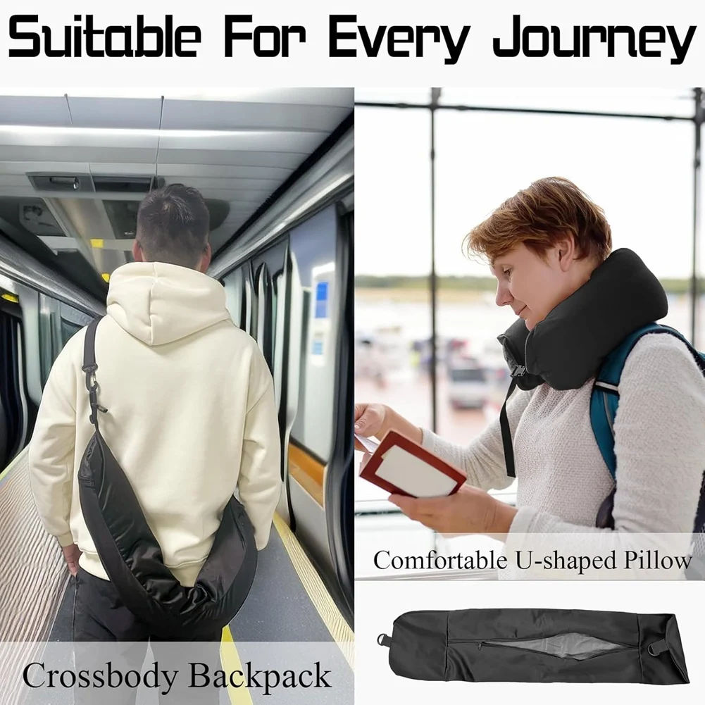 N38R_Stuffable Neck Pillow for Travel with Hood Adjustable Travel Pillow
