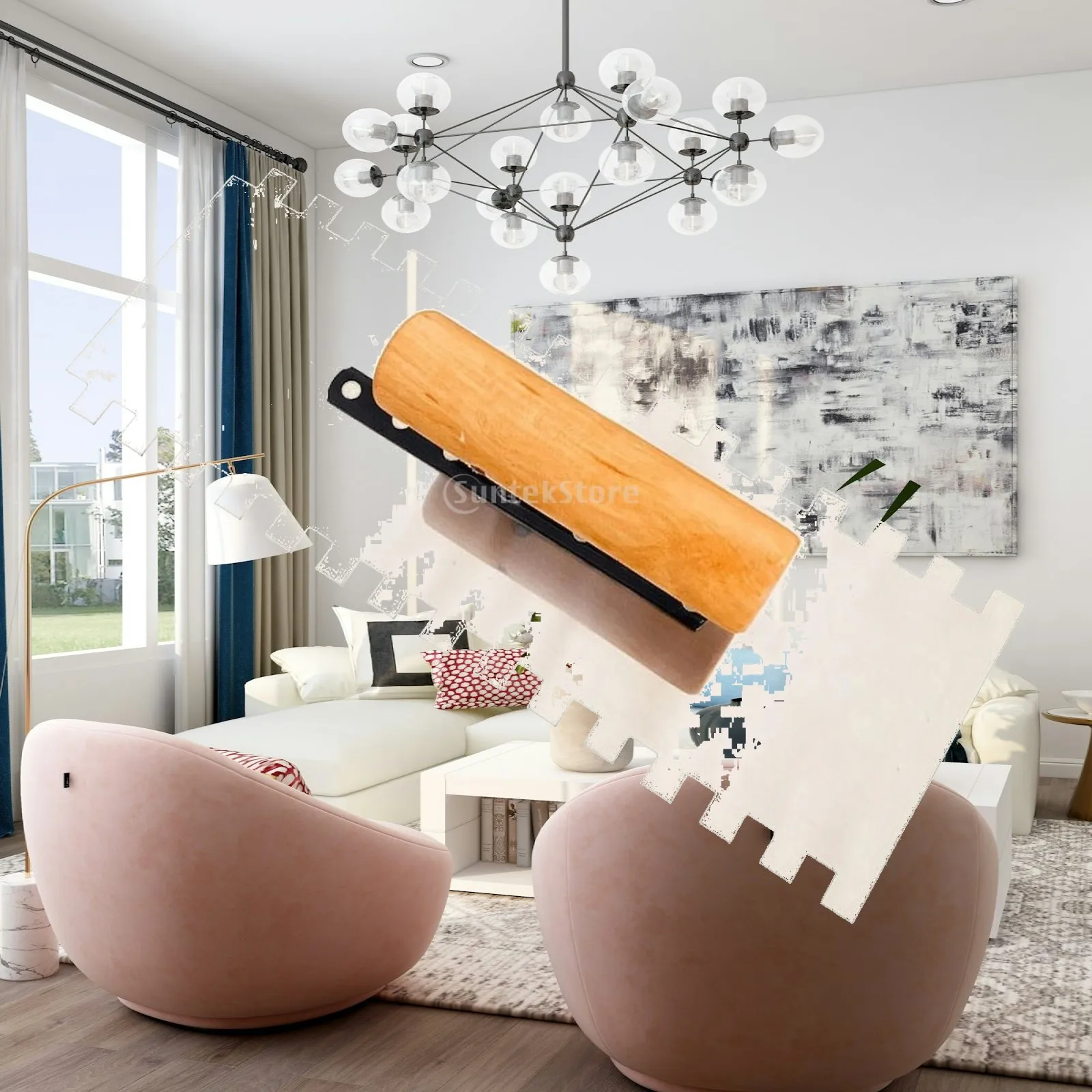 Notched Trowel Wooden Handle Tile-Setting Trowel Adhesive Spreader Rust-Resistant Hand Tool Sturdy for Tilers, Home Renovation