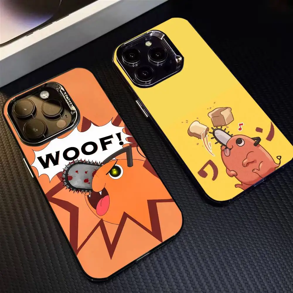 

Anime P-Pochita Phone Case For iPhone 16 17 15 14 12 13 Pro Max Black Color Shockproof Cover