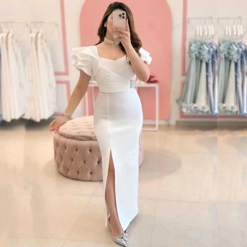 

Customized Modern Style Jersey Sequined Pleat Straight V-neck Midi Dresses Bespoke Occasion Casual Simple