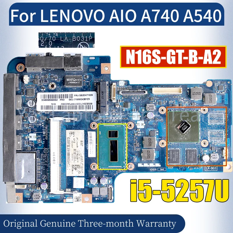

LA-B031P для LENOVO AIO A740 A540, материнская плата для ноутбука 5B20H71229 i5-5257U N16S-GT-B-A2, 2G, материнская плата для ноутбука, протестирована