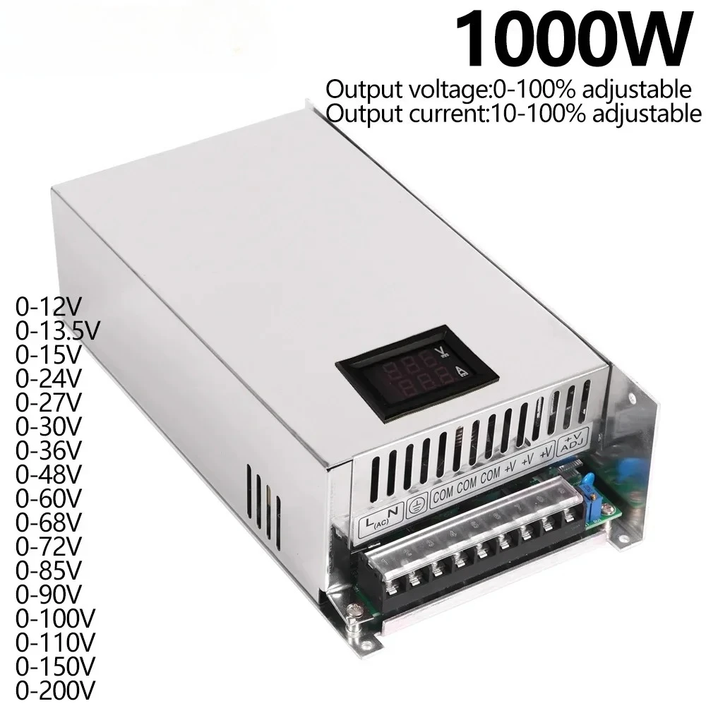 Adjustable 1000W Power Supply 0-12V 15V 24V 27V 30V 36V 110V 150V 200V Ac