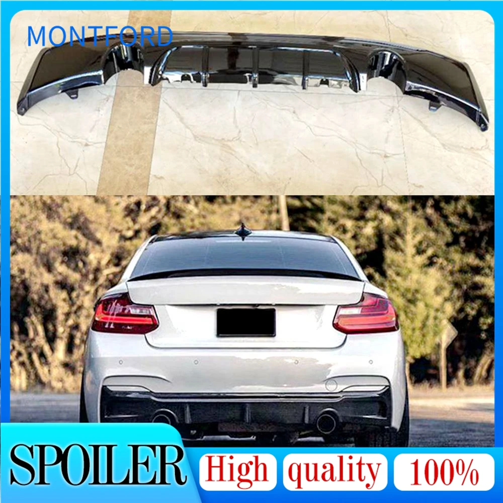 

For BMW 2 Series 2 Coupe 2014-2021 Rear Bumper Diffuser Lip AP Style Glossy Black ABS Car Exhaust Guard Splitter Spoiler Plate