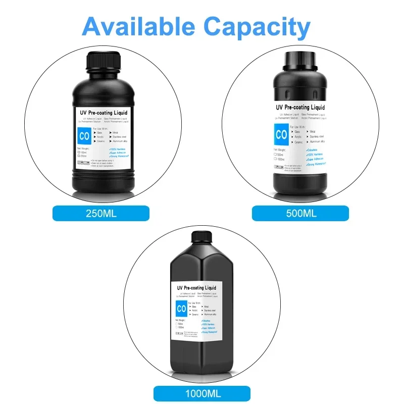 UV Coating Fluid For UV Ink UV Pretreatment Solution For UV Flatbed Printer For Glass Wood Metal Crystal Leather Ceramic PVC