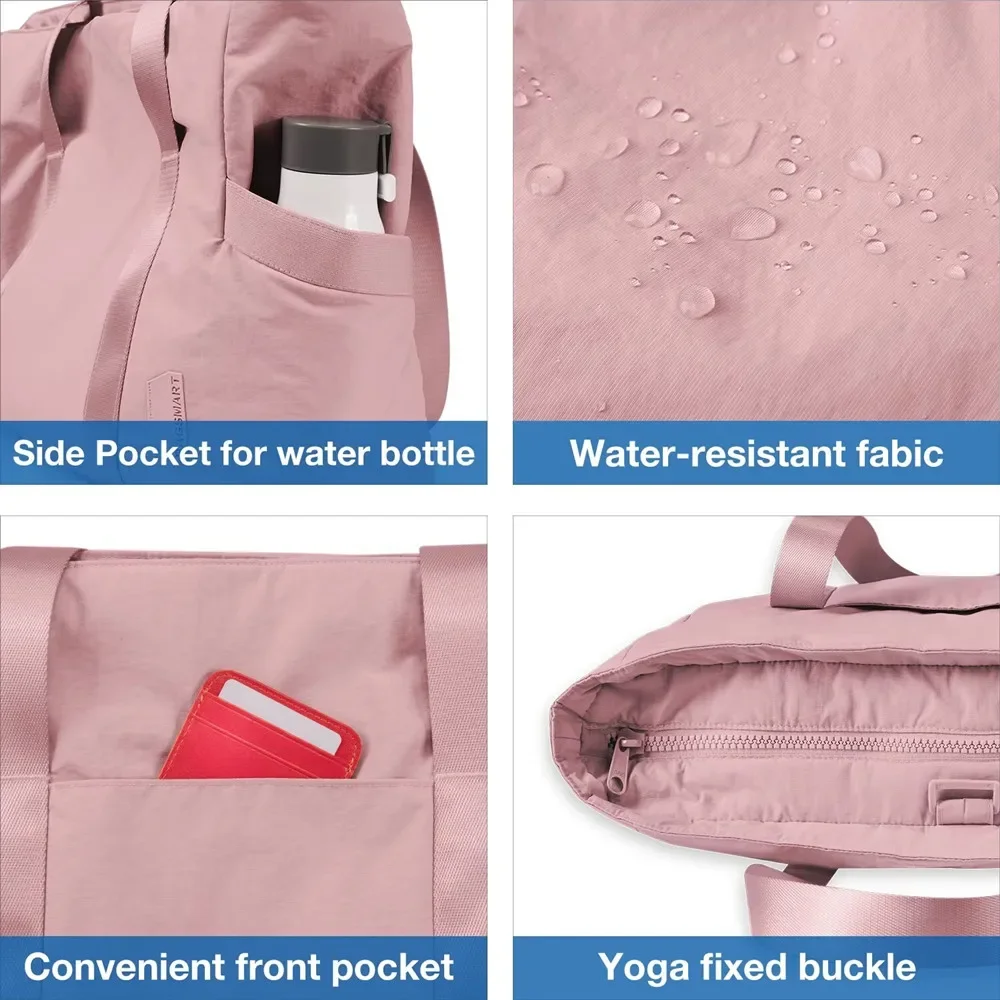 حقيبة يد نسائية للكمبيوتر المحمول الجامعي، حقيبة سفر للحفاضات، حقيبة يوجا للصالة الرياضية، حقيبة كتف مع مشبك بساط لليوجا، حقيبة عمل للكلية الرياضية