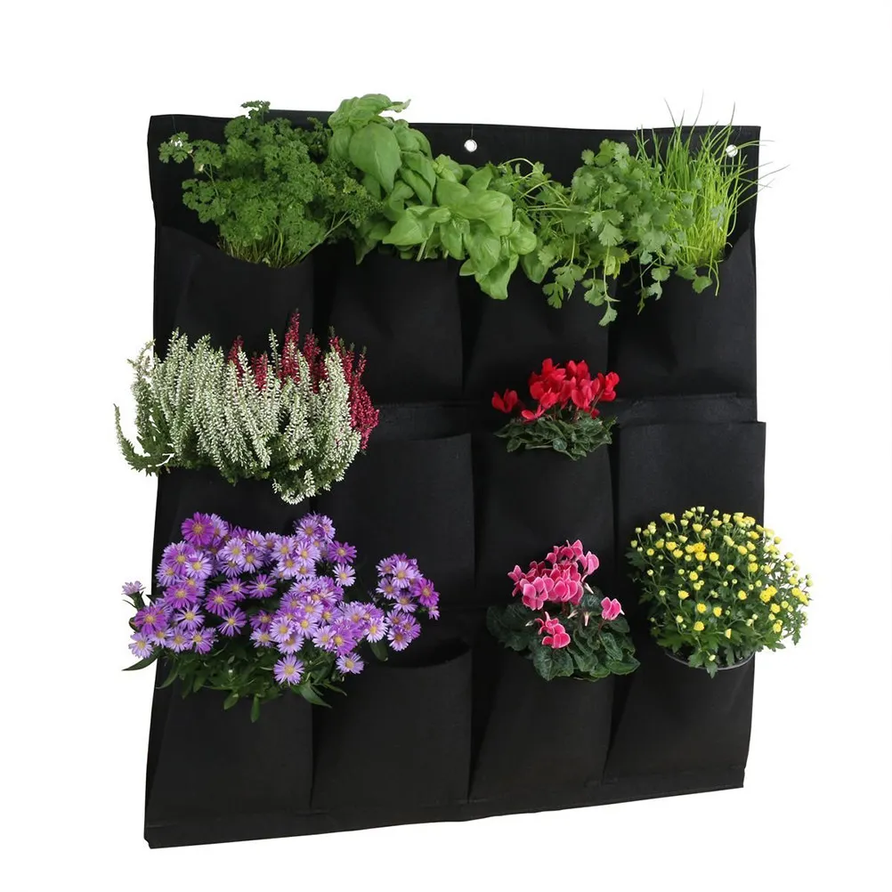 1Pcs Vertical Wall Hanging Plant Bag 12 Pocket Premium Felt Grow Bag for Strawberries Foliage Plants Apartment Balcony Herb