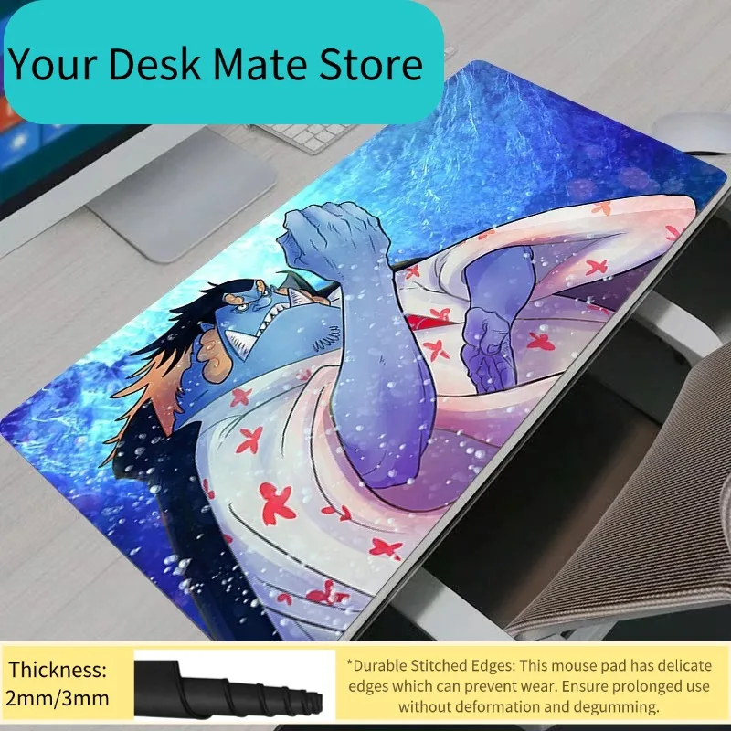 

Игровой коврик для мыши One Piece Jinbe, крутой коврик для геймеров, HD-коврик для мыши XXL, коврик для клавиатуры, нескользящий офисный коврик для мыши