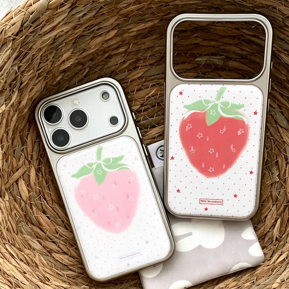 Niedliche Y2K Stern-Rote-Erdbeer-Kunst-Handyhülle für iPhone 17 16 15 14 13 12 11 Air Pro Max Plus Luxuriöse Transparente Weiche Rückseite