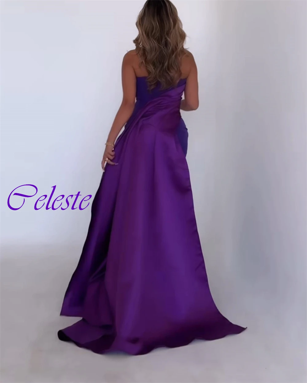 Gaun Malam Warna Kontras Satin Jersey Tanpa Tali Kustom Gaun Pesta Putri Duyung Mode Gaun Acara Khusus Seksi