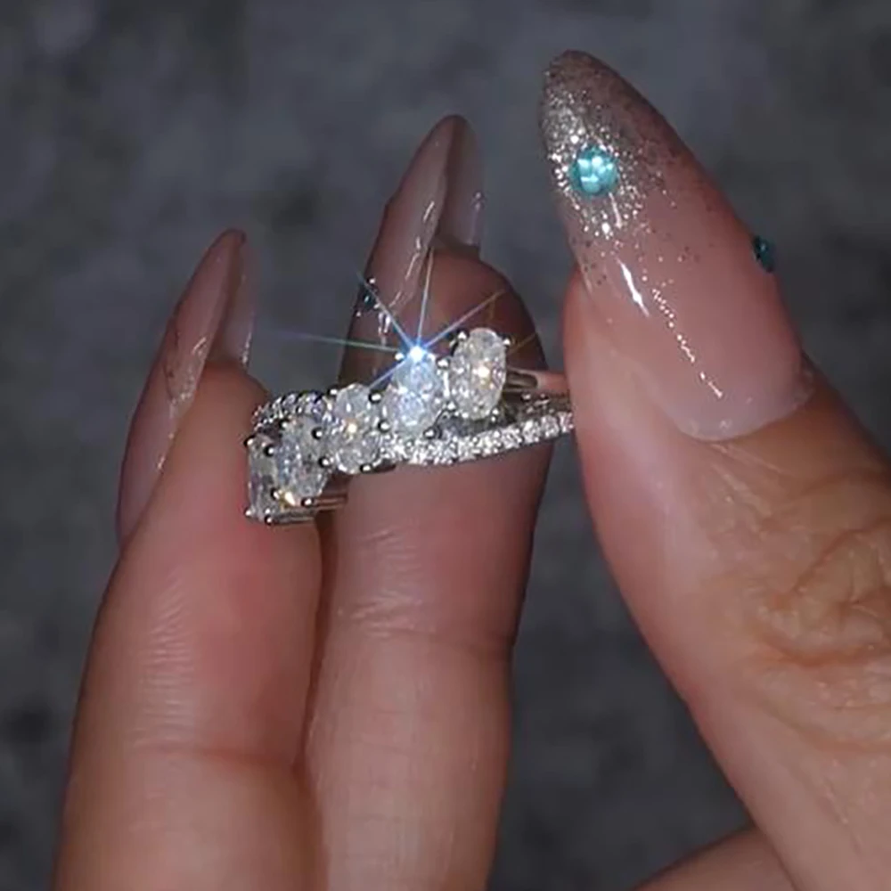 

Serenity 1.5ct Oval D Moissanite Rings for Women Men Gift Solid s925 Silver Sparkling Lab Diamond Row Rings Plated 18K Jewelry