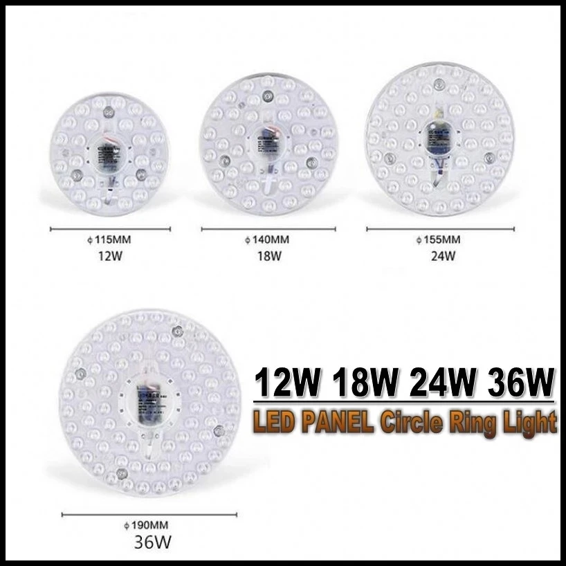 PANEL de anillo circular de luz LED SMD, tablero de techo redondo, lámpara circular, CA 100 V, 220V, 230V, 12W, 18W, 24W, 36W, 240 W