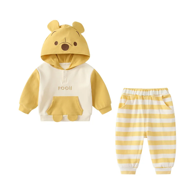 

MINISO Winnie the Pooh Children's Striped Set Cartoon Hoodie Two Piece Outfit Sweatshirt Pants Cute Kids Clothing 1-3 Years