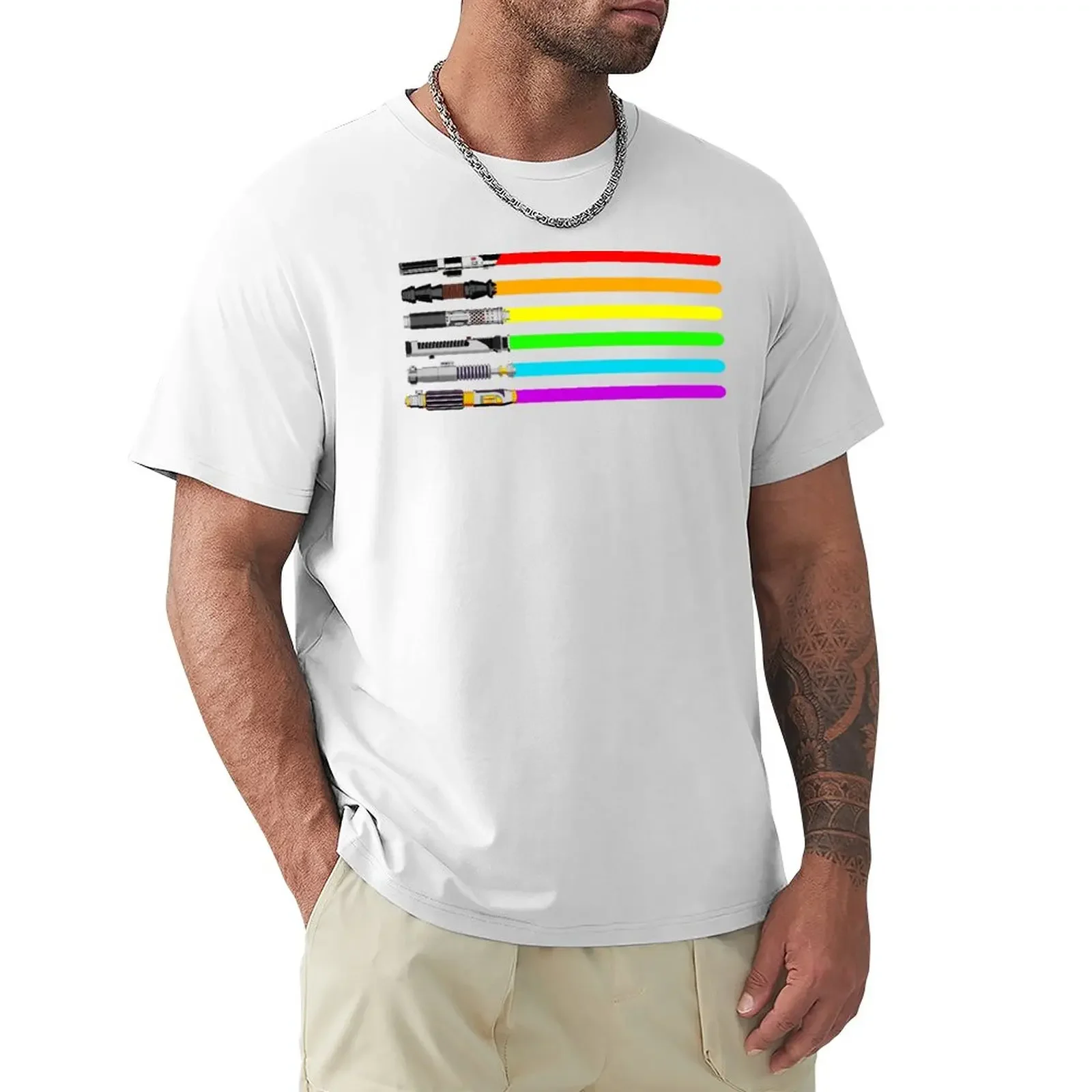 Lightsaber Rainbow T-Shirt oversized new edition heavyweight t shirts for men