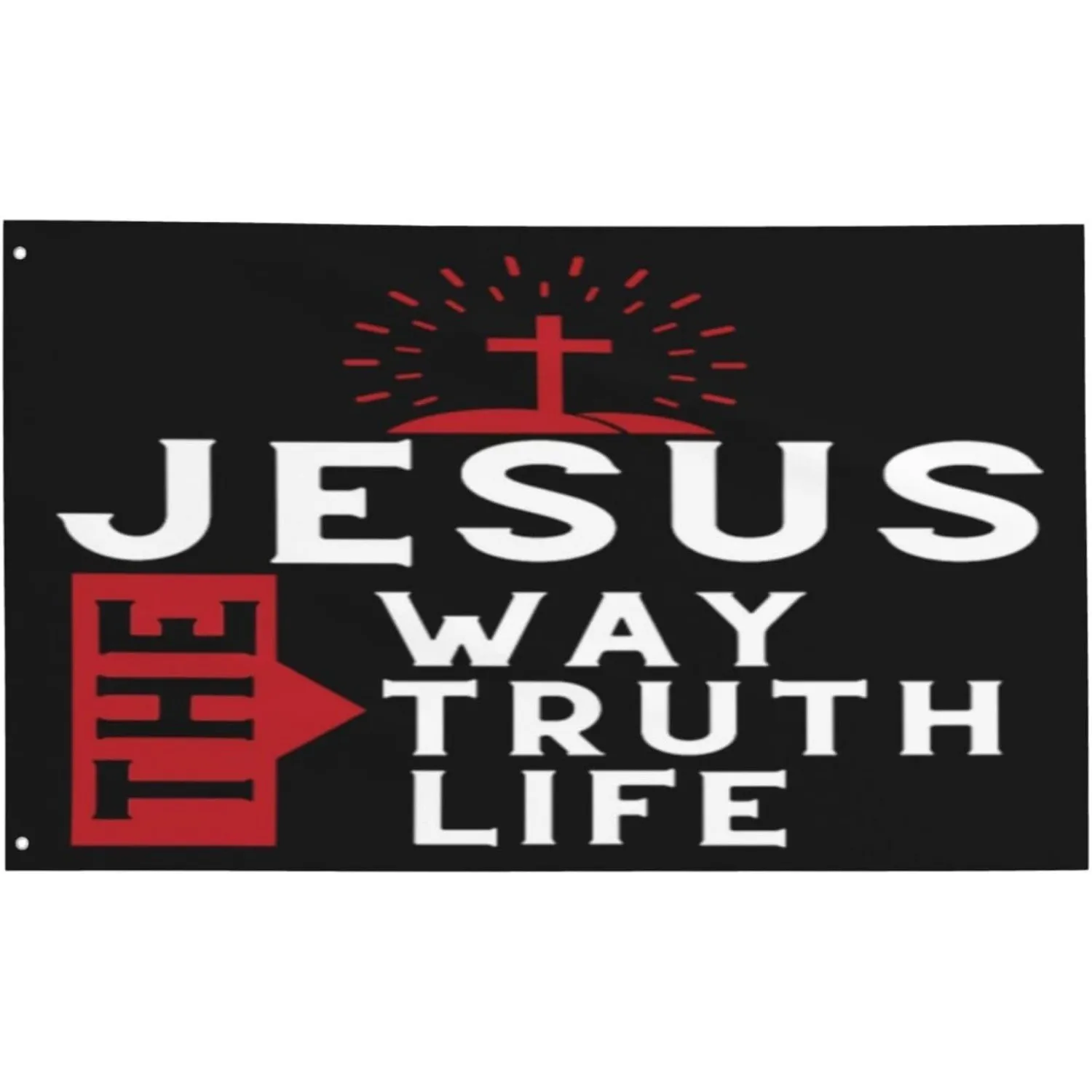 Drapeau inspirant Jésus Voie, Vérité, Vie avec œillets pour décoration murale de chambre, extérieur et intérieur