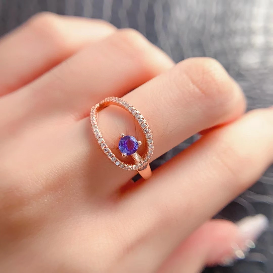 KJJEAXCMY Fine Jewelry Natural Tanzanite Women's Ring S925 Pure Silver Exquisite Inlaid High Clarity Gem Support Testing