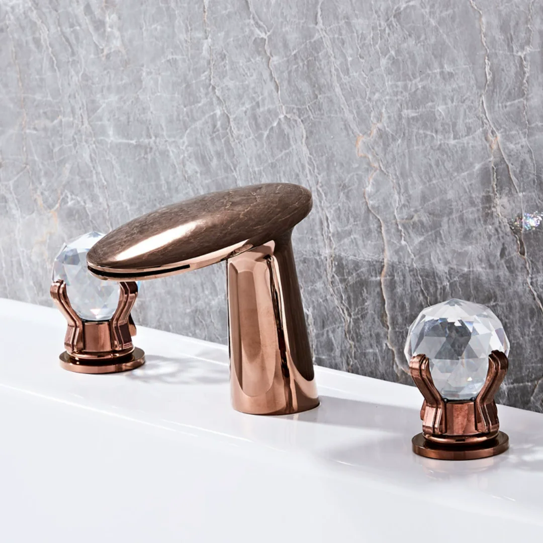 

Rose Gold Bathroom Faucet Widespread Brushed Gold Basin Faucet Brass Crystal Sink faucet Gold sink tap Brass Sink Mixer