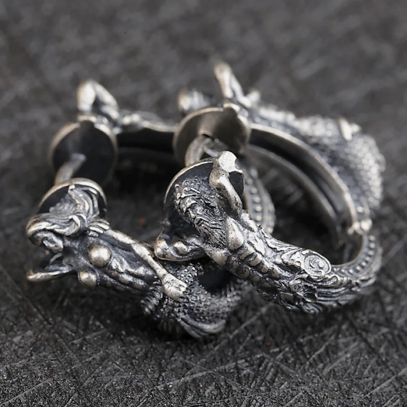 Pendientes de aro Poseidon de Color plateado Vintage, pendiente gótico Punk de sirena para hombres y mujeres, accesorios de joyería Retro, regalos