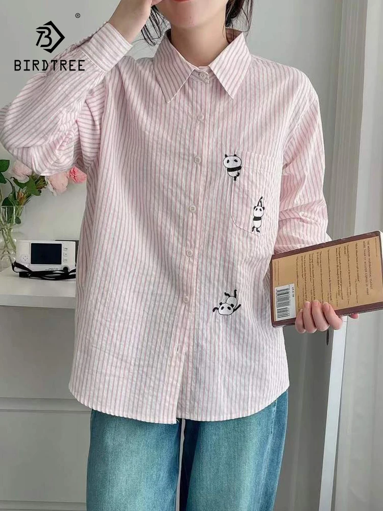 

New 2026 Spring Cotton Long Sleeve Shirt, Women Turn-down Collar Embroidery, Mori Girl Age Reduction Sweet Loose Blouse T61548CC
