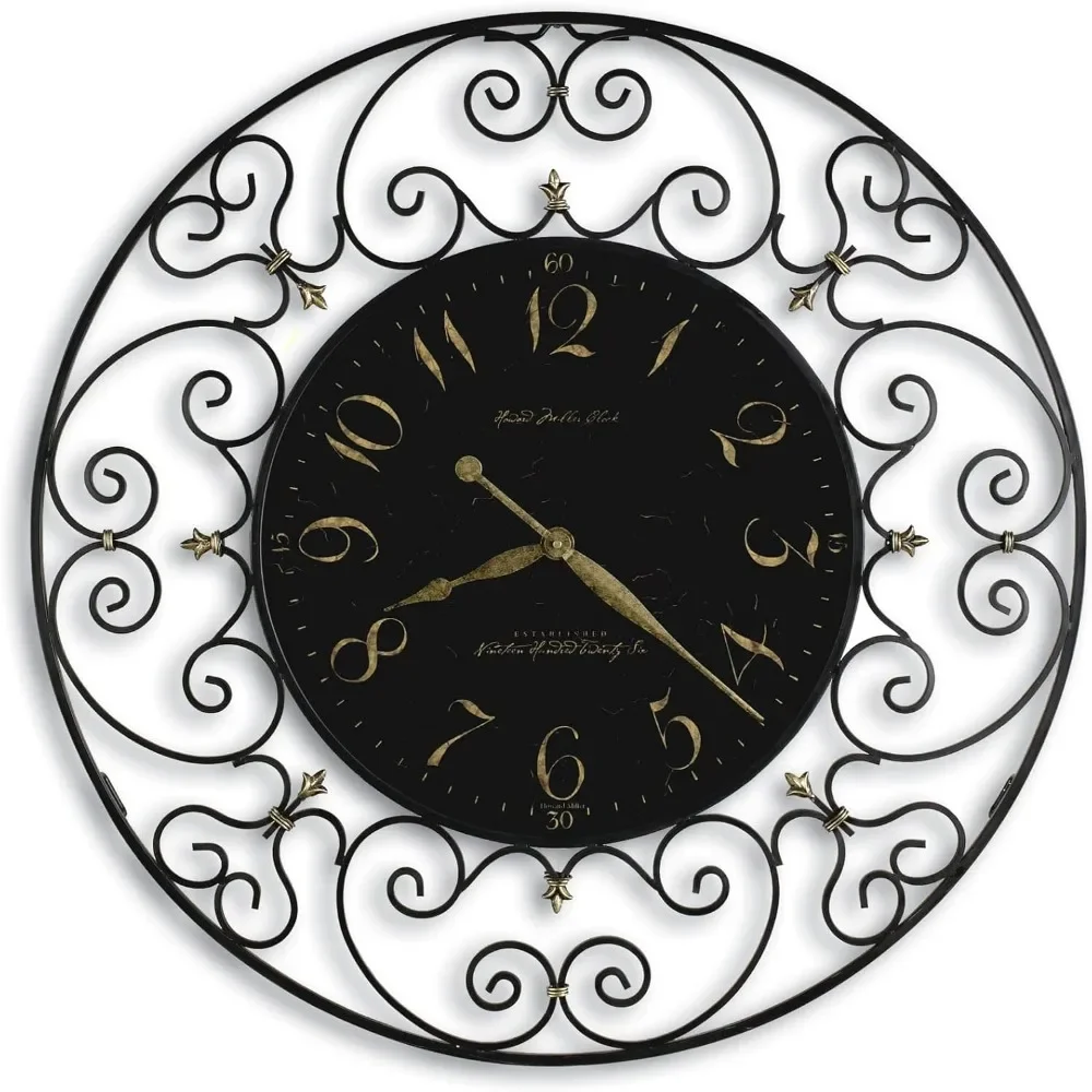 Joline Oversized Gallery Wall Clock 625-367 – Black Iron with Quartz Movement