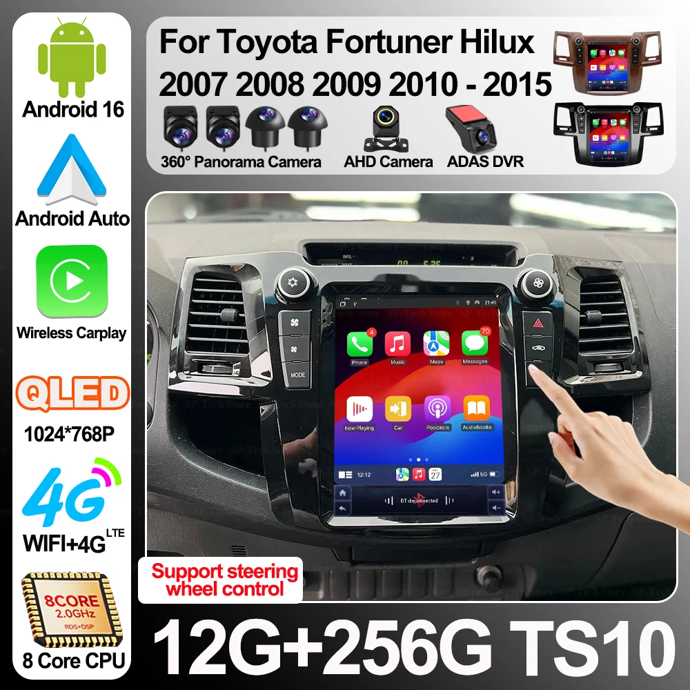 

9.7 Inch For Toyota Fortuner Hilux 2007 2008 2009 2010-2015 Car Radio Android 16 Multimedia Video Player Gps navigation Carplay