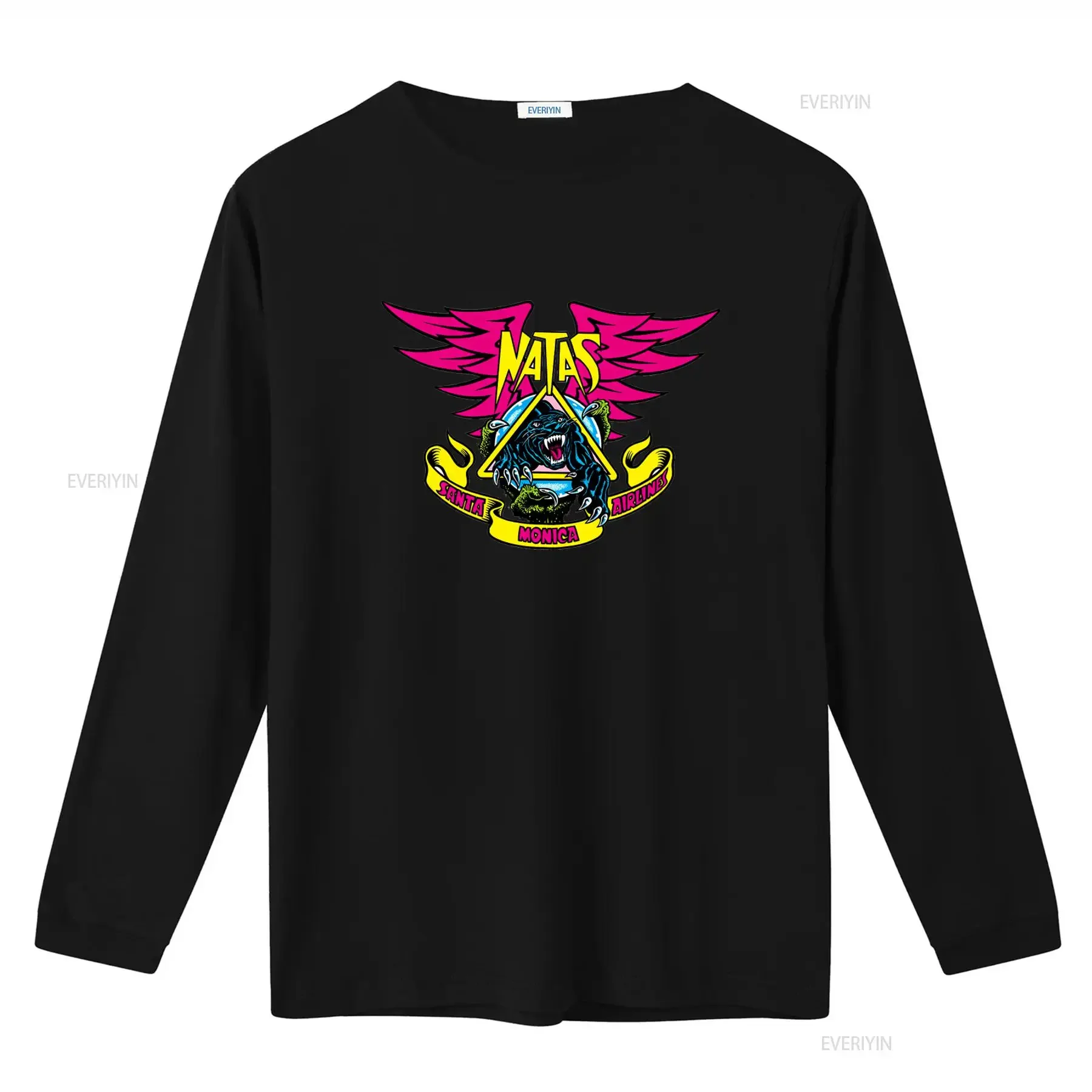 Natas Santa Monica T Shirt with Panther Wings Design Cool Streetwear for Men vintage Washed Unisex streetwear fashion Soft