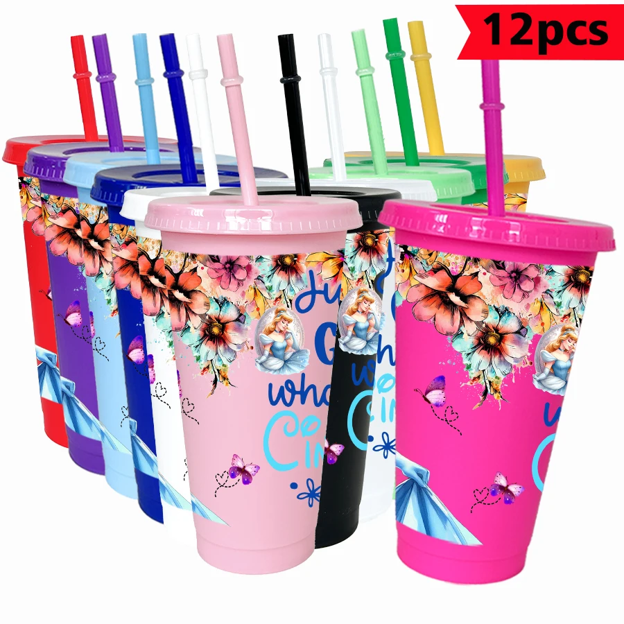 

12pcs/pack Disney Frozen Flowers 26oz multicolor plastic water cup party drinkware birthday/back to school gift