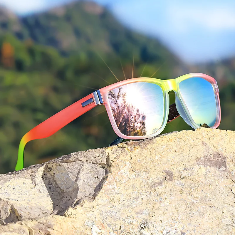 Vibrant Gradient Polarized Sports Sunglasses for Men & Women - UV Protection, Fashionable Design with Metal Hinges Outdoor
