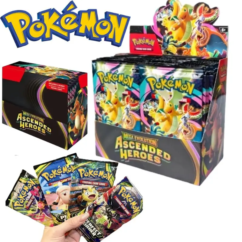 360Pcs English Pokémon TCG: Mega Evolution Perfect Order,Ascended Heroes Booster Box Pokemon trade card 36 Pack Box gifts Toys