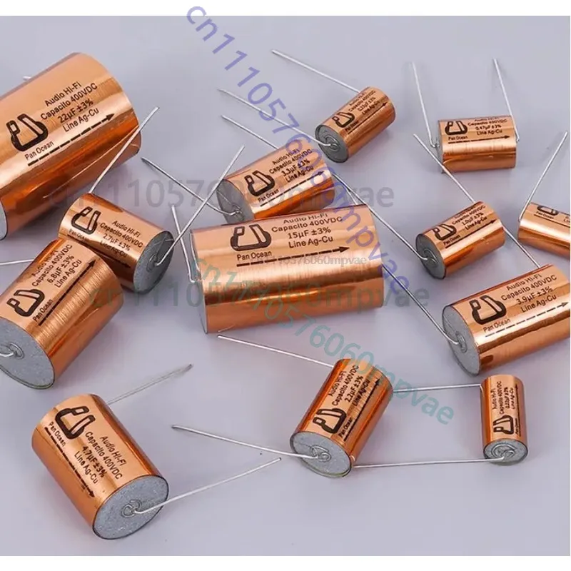 

4pcs China PAN OCEAN Tianji MKP Series ±3% Metallized polypropylene polar Audio Hi-Fi capacitor Line Ag-Cu