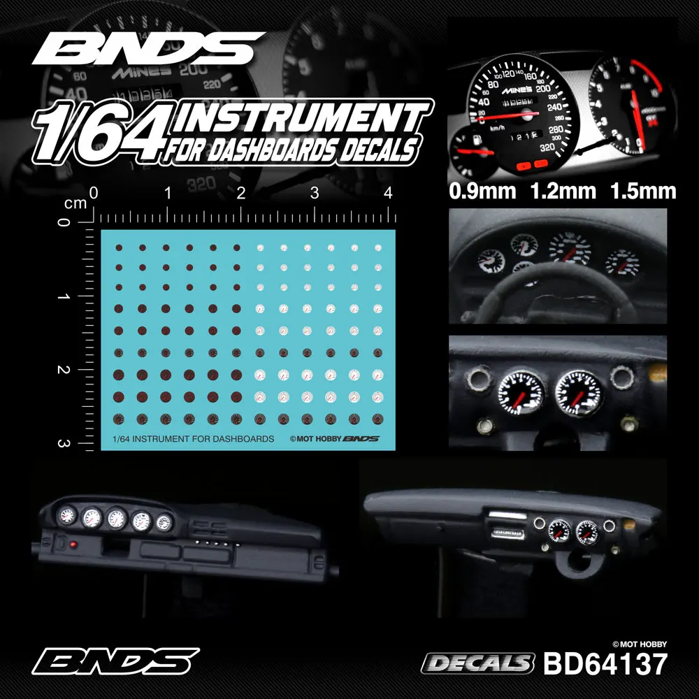 BNDS 1/64 Decals for Model Car Modification Seat Dashboard Brake Caliper Sticker Accessories Detail-up Parts For Model Car