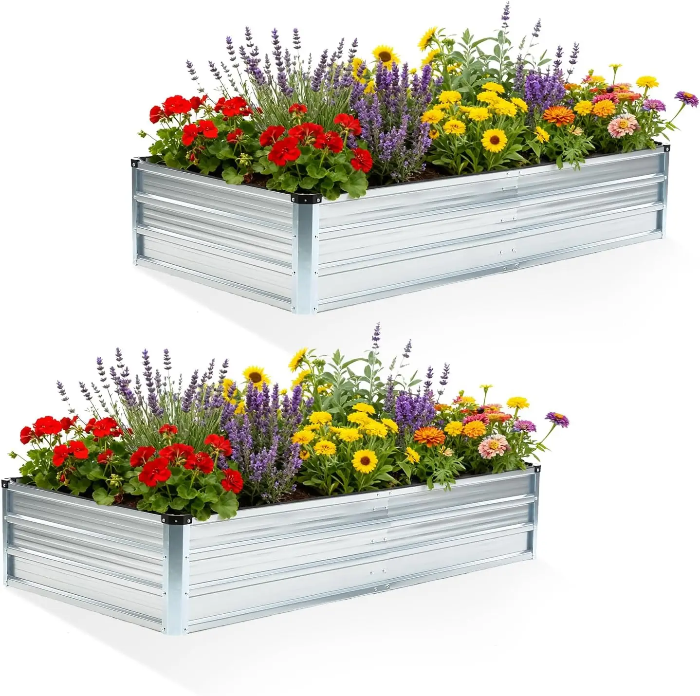 

6x3x1ft Metal Raised Garden Bed Planter Box 2 Pack for Plants, Vegetables, Flowers, Herbs